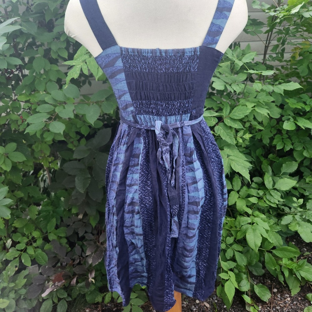 Handmade‎ 90s Vintage S/M Patchwork style Sleeveless Casual Summer Sundress - Picture 7 of 12